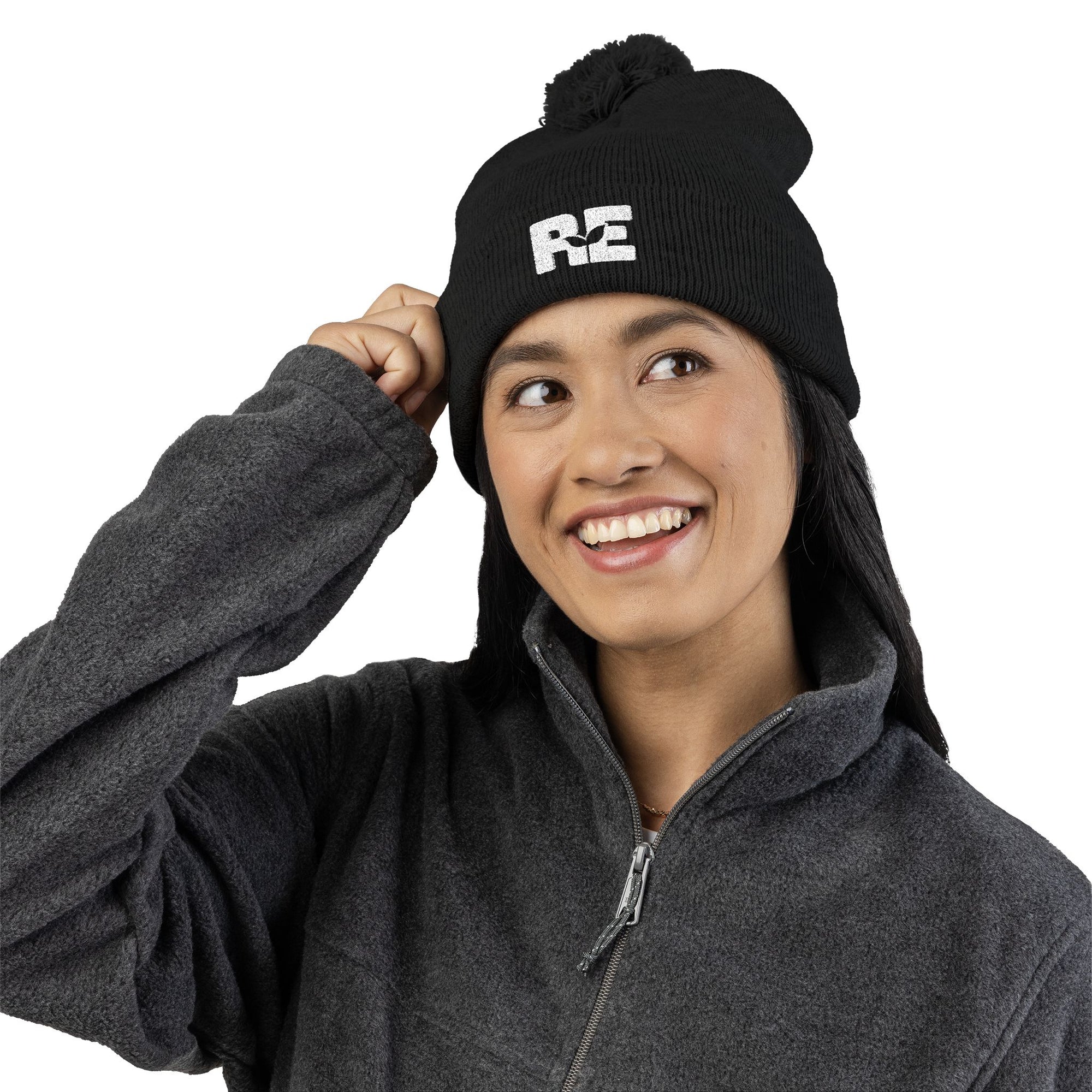 Rooted Eagle • Embroidered Pom-Pom Beanie