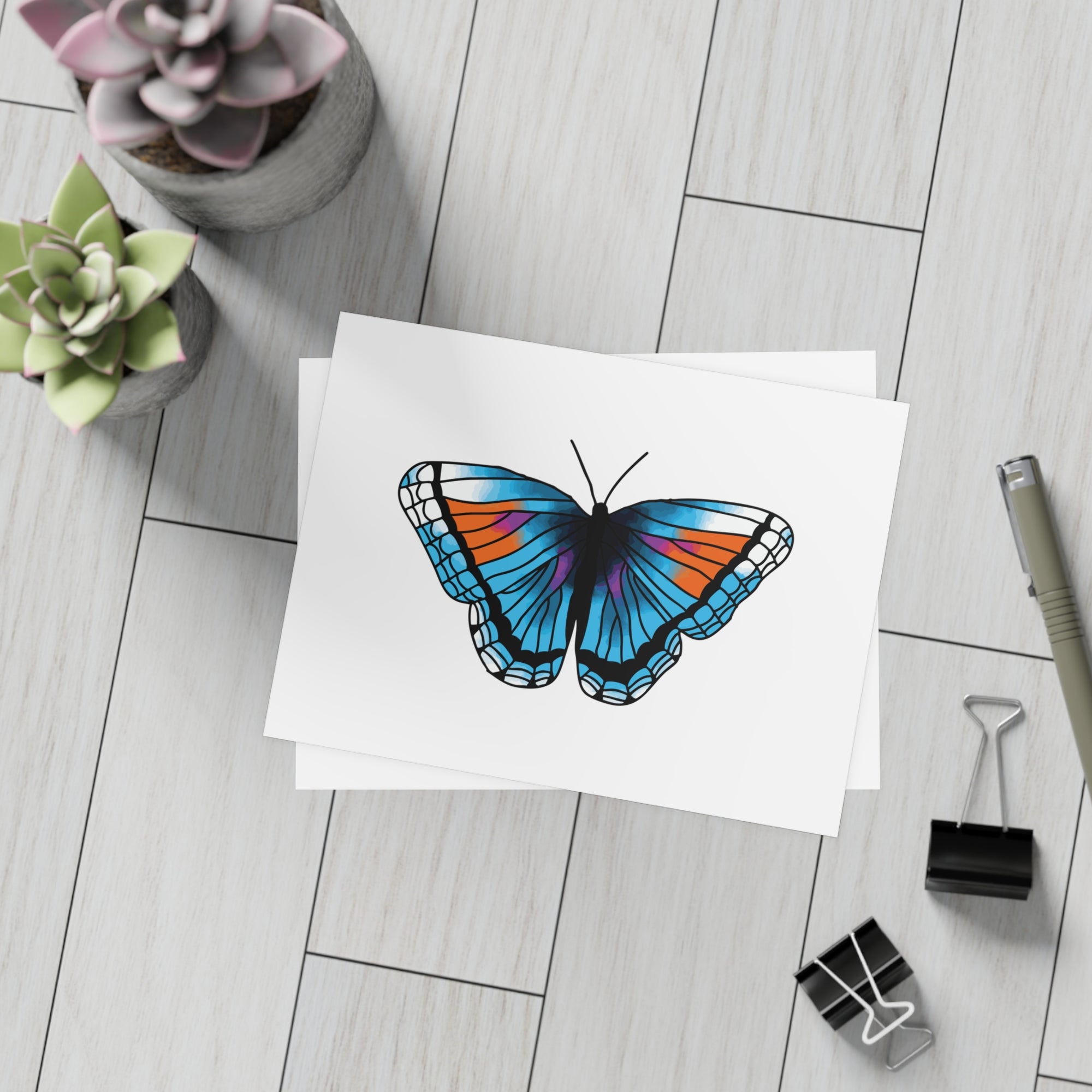 Watercolor Butterfly • Postcard + Envelope