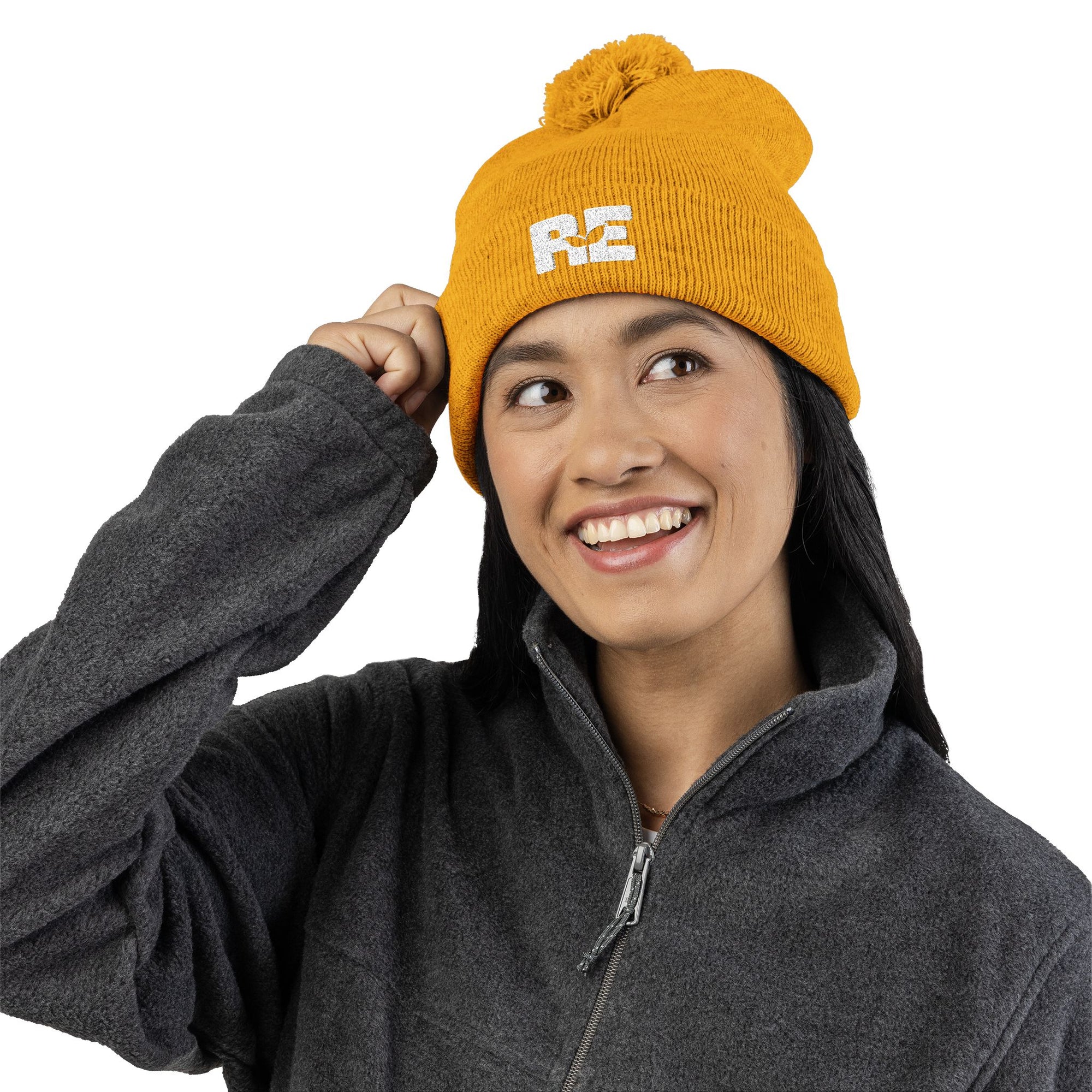 Rooted Eagle • Embroidered Pom-Pom Beanie