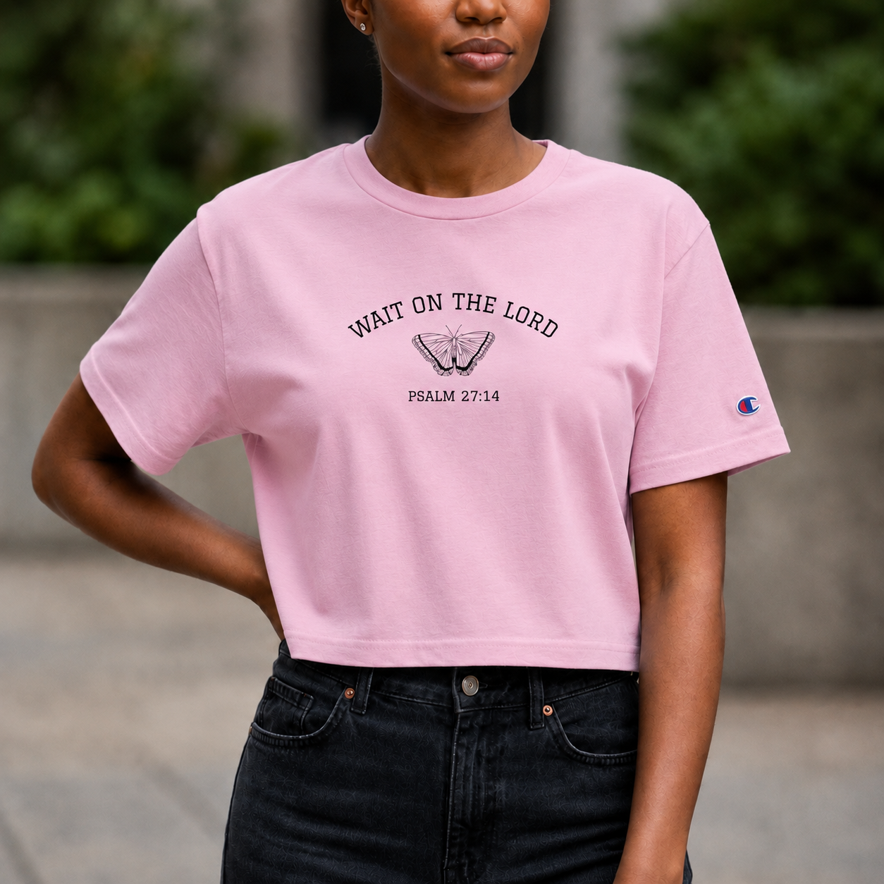 Psalm 27:14 • Champion Heritage Crop Top