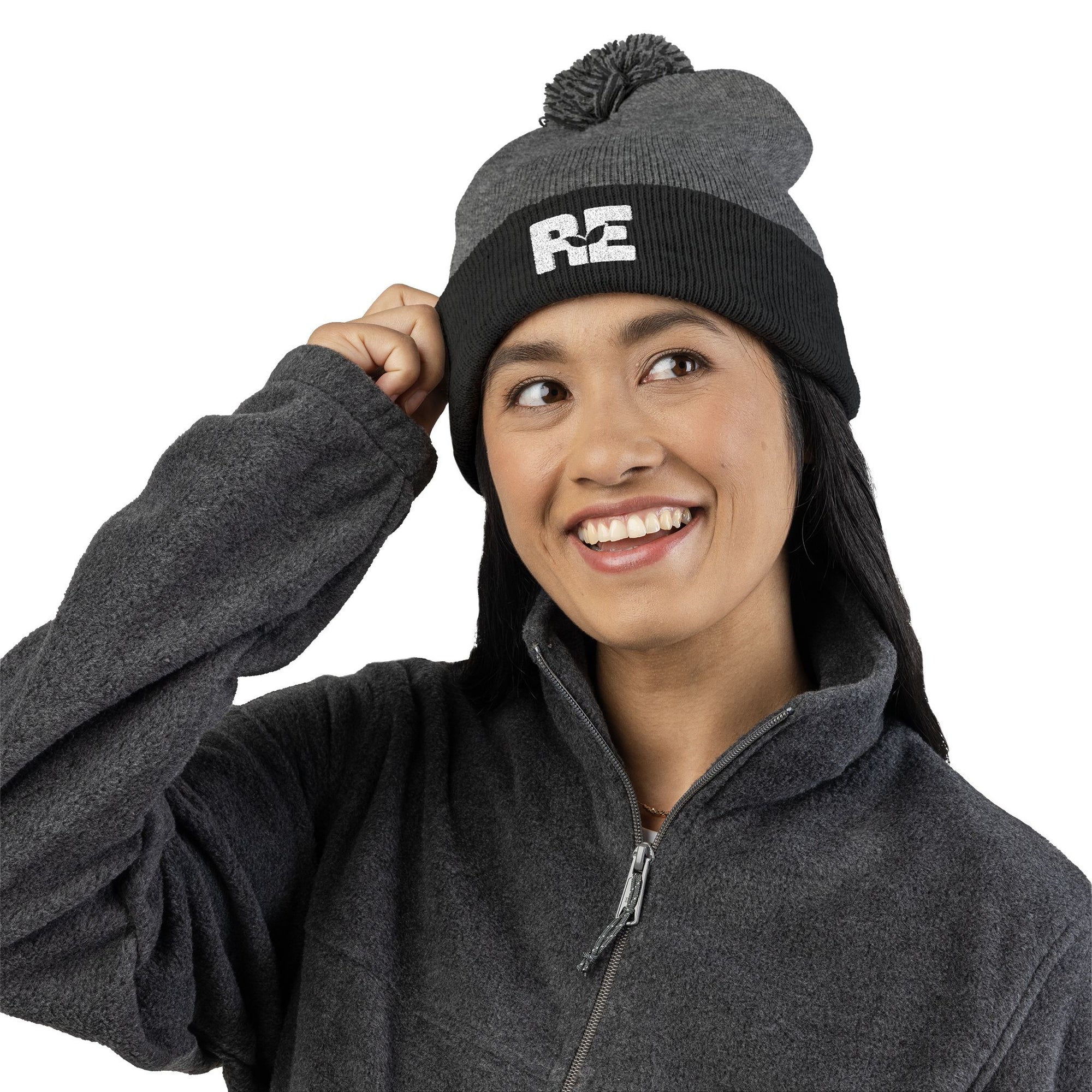 Rooted Eagle • Embroidered Pom-Pom Beanie