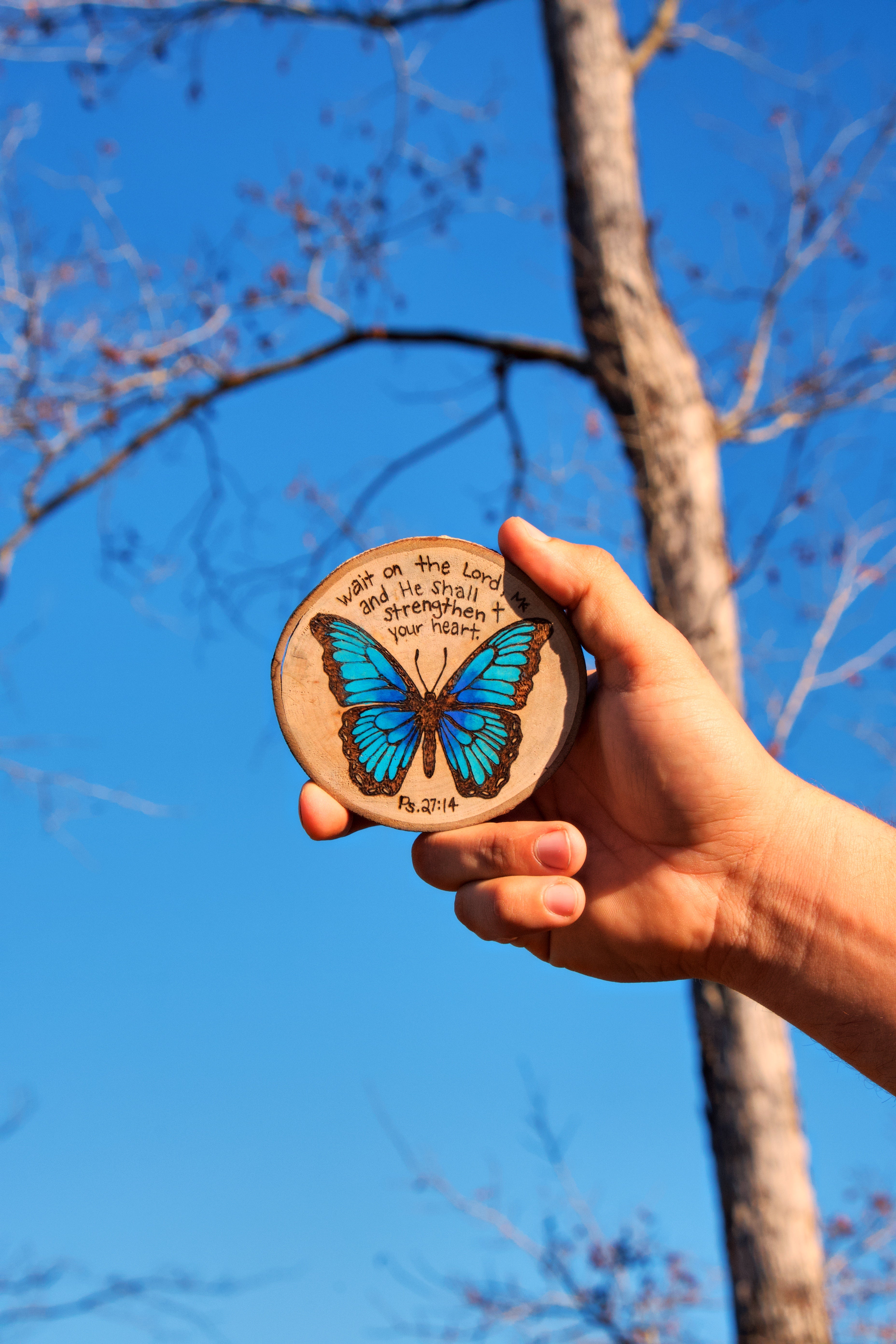 Wait on the Lord • Psalm 27:14 • Wood Burning